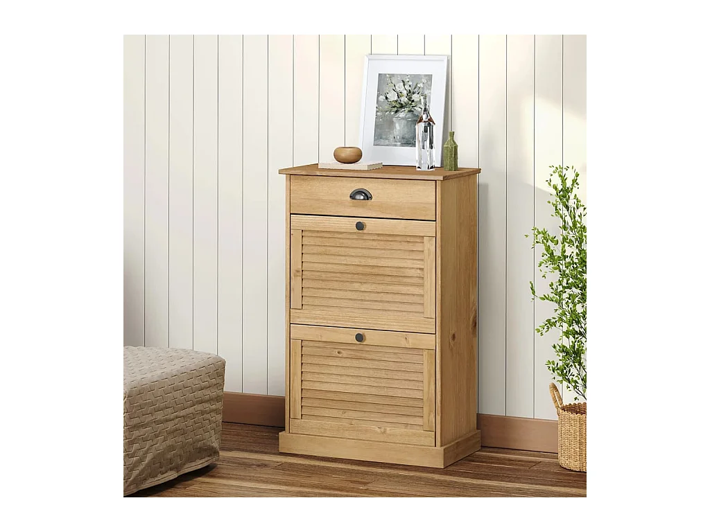 Meuble à chaussures VIGO 60x35x96 cm bois massif de pin FR22043