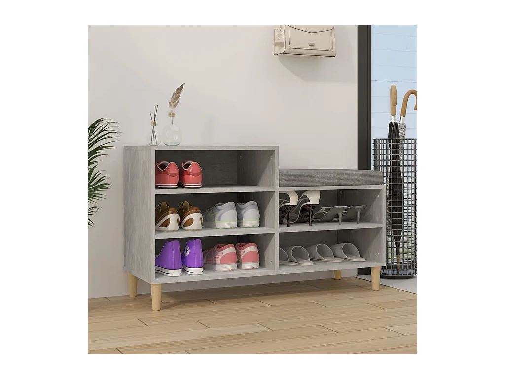 Meuble à chaussures Gris béton 102x36x60 cm Bois d'ingénierie FR11347