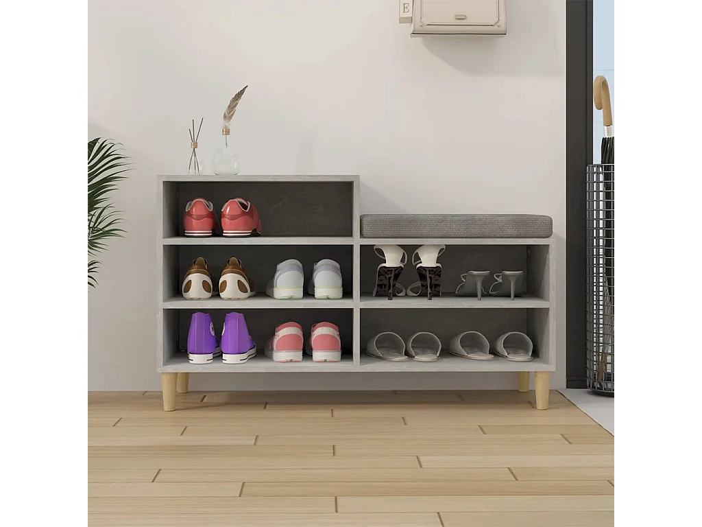 Meuble à chaussures Gris béton 102x36x60 cm Bois d'ingénierie FR11347
