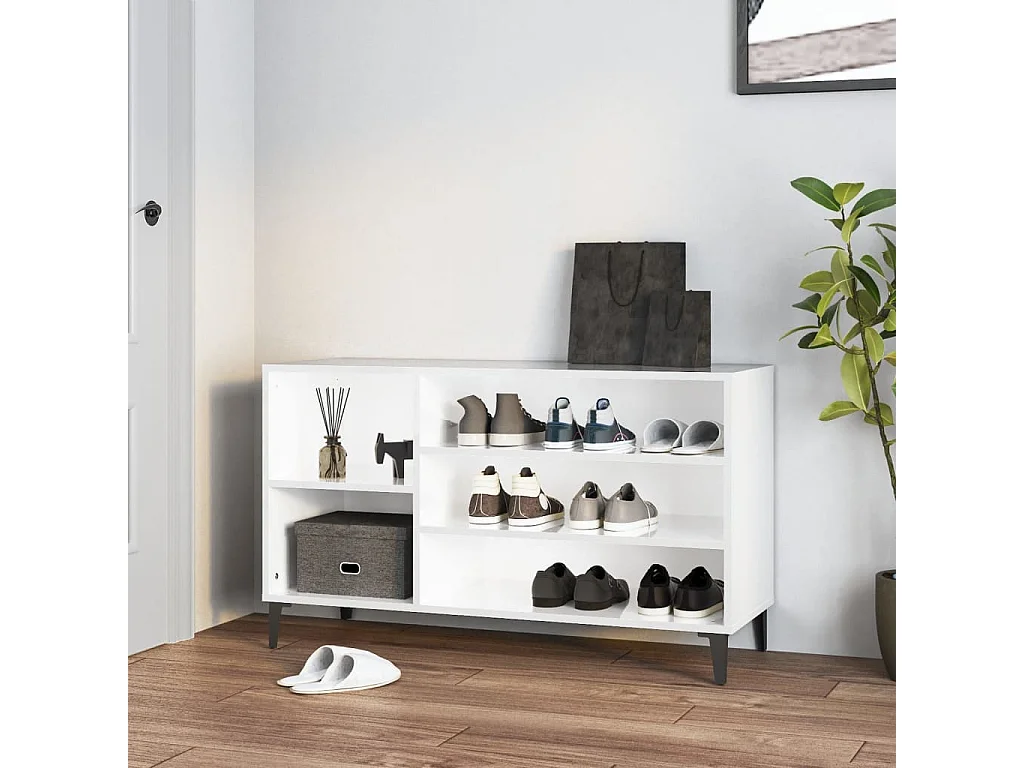 Meuble à chaussure Blanc brillant 102x36x60 cm Bois ingénierie FR42055