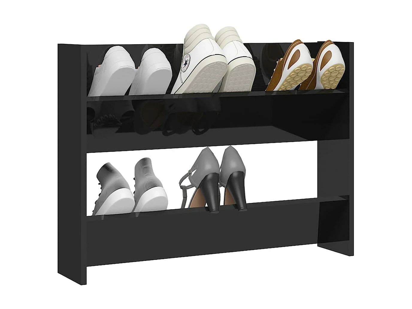 Meuble à chaussures murale noir brillant bois d'ingénierie FR56920