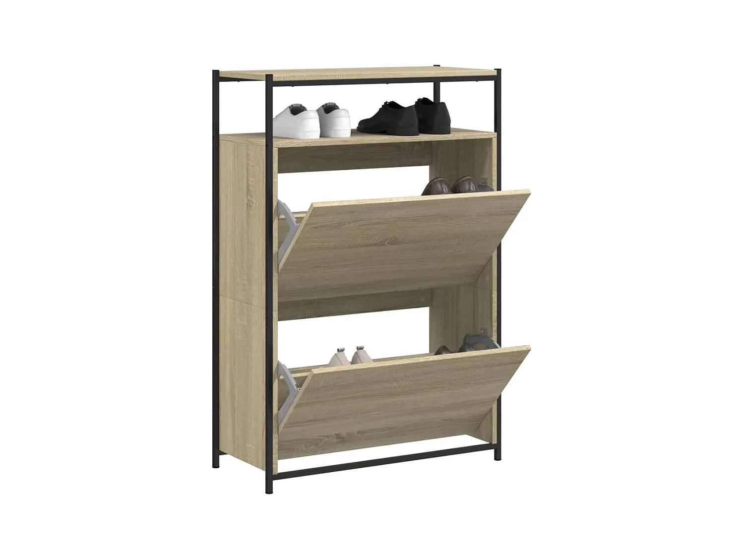 Meuble à chaussures chêne sonoma 75x34x112cm bois d'ingénierie FR62093