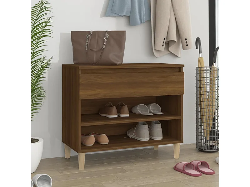 Mueble zapatero madera contrachapada roble marrón 70x36x60 cm ES294286