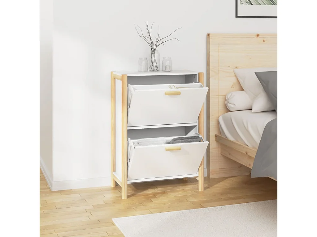 Meuble à chaussures Blanc 57,5x33x80 cm Bois d'ingénierie FR84643