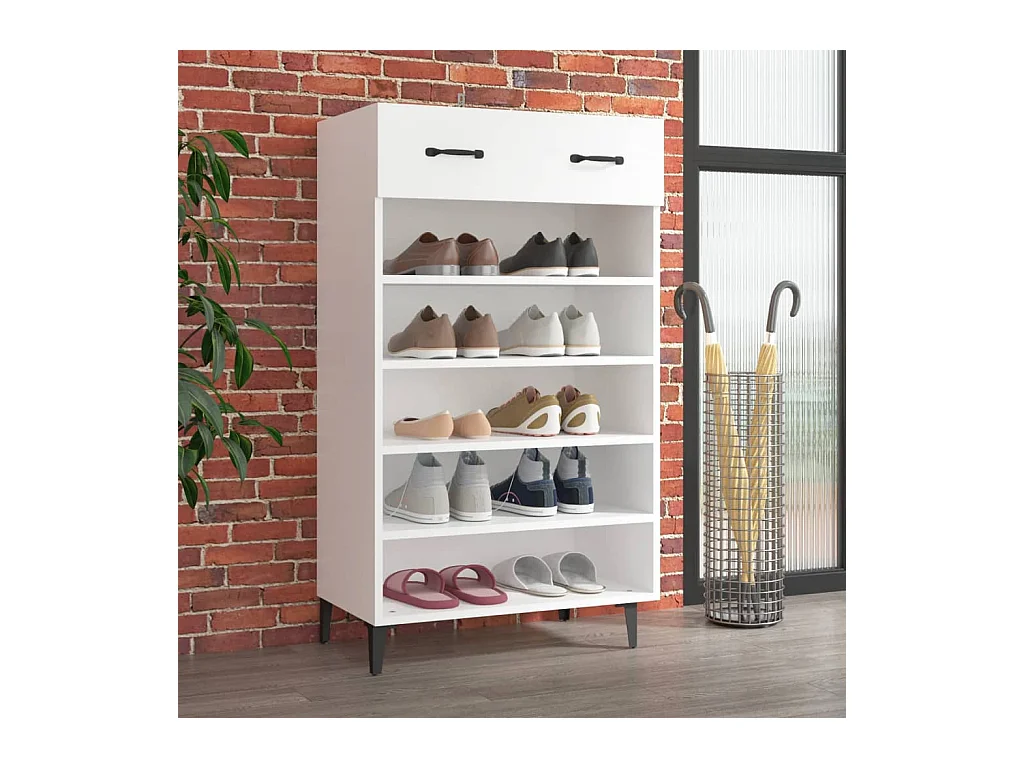 Meuble à chaussures Blanc 60x35x105 cm Bois d'ingénierie FR11736