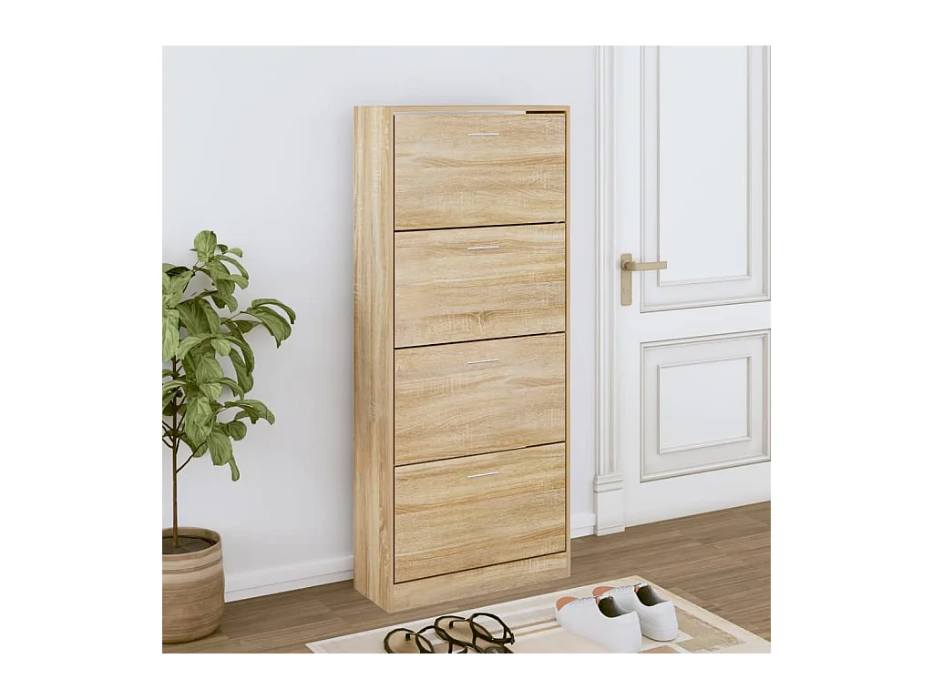 Meuble à chaussures Chêne sonoma 63x24x147cm Bois d'ingénierie FR61929