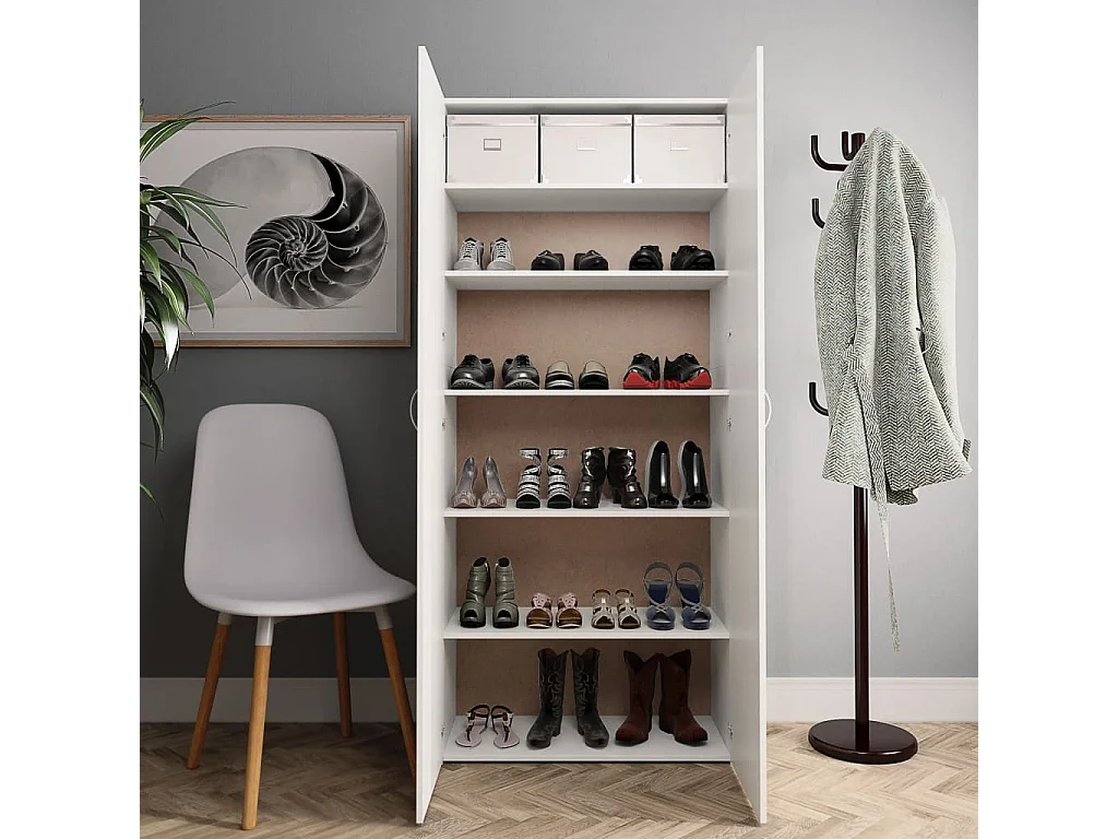 Meuble à chaussures Blanc 80 x 35,5 x 180 cm Bois d'ingénierie FR58547
