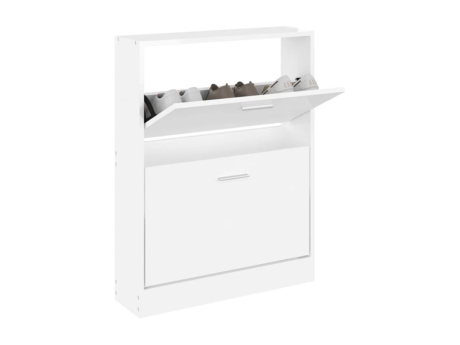 Schoenenkast 59x17x81 cm bewerkt hout hoogglans wit BE328573