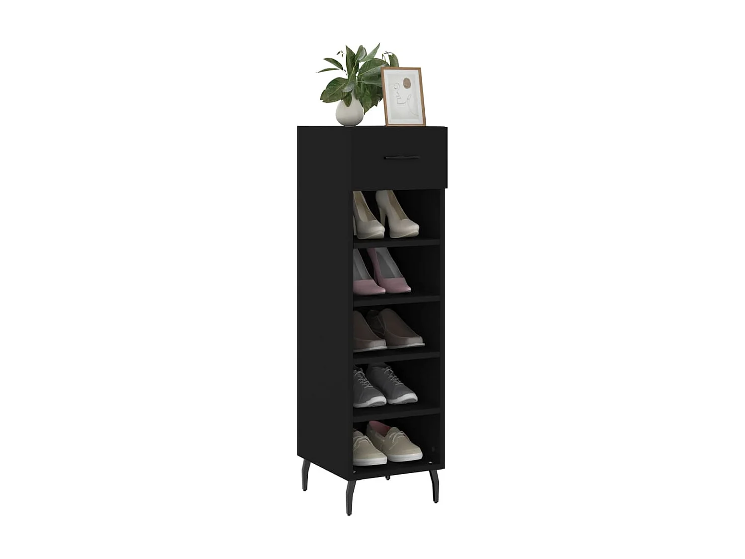 Meuble à chaussures noir 30x35x105 cm bois d'ingénierie FR33883