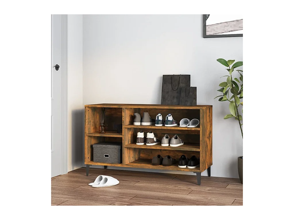 Meuble à chaussures Chêne fumé 102x36x60 cm Bois d'ingénierie FR66318
