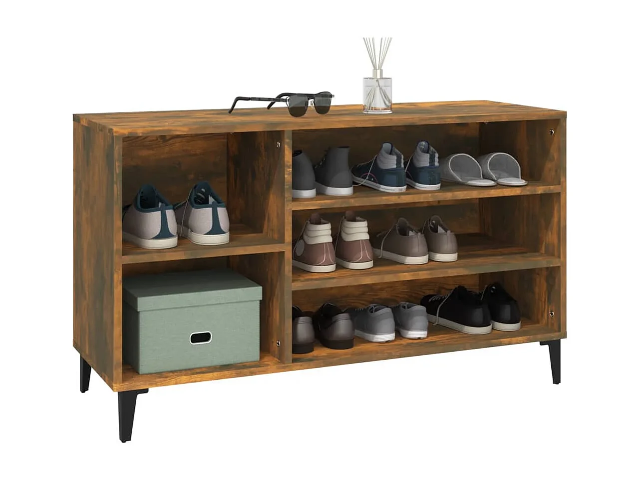 Meuble à chaussures Chêne fumé 102x36x60 cm Bois d'ingénierie FR66318