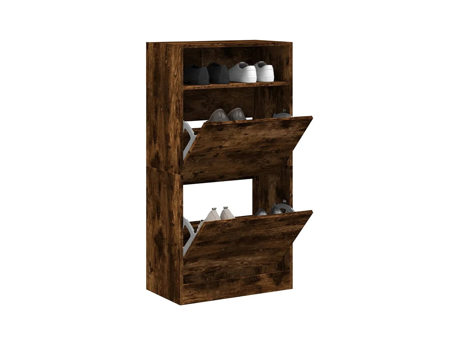 Meuble à chaussures chêne fumé 60x34x116 cm bois d'ingénierie FR29949