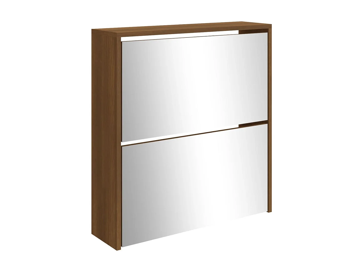 Mueble zapatero con espejo 2 niveles roble marrón 63x17x67 cm ES405335