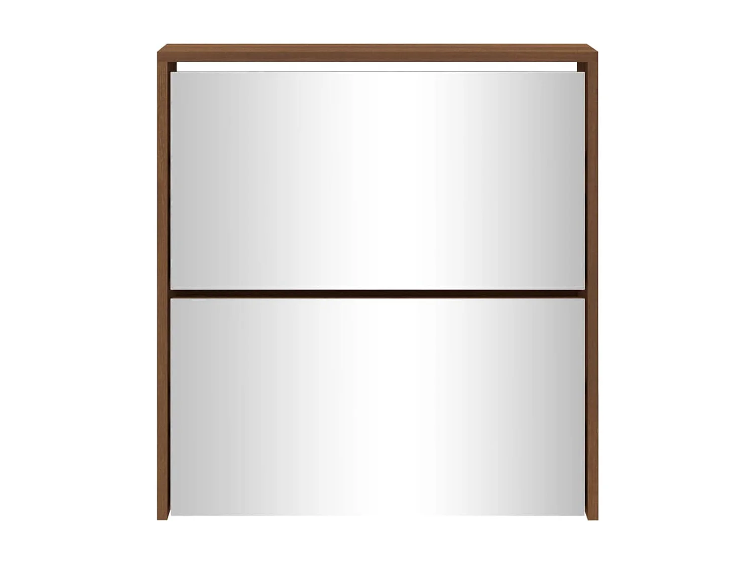Mueble zapatero con espejo 2 niveles roble marrón 63x17x67 cm ES405335