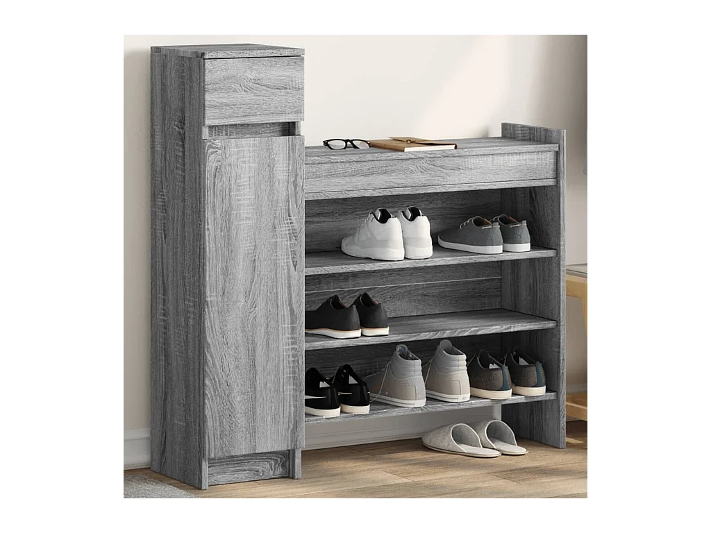 Meuble à chaussures sonoma gris bois d'ingénierie FR88333