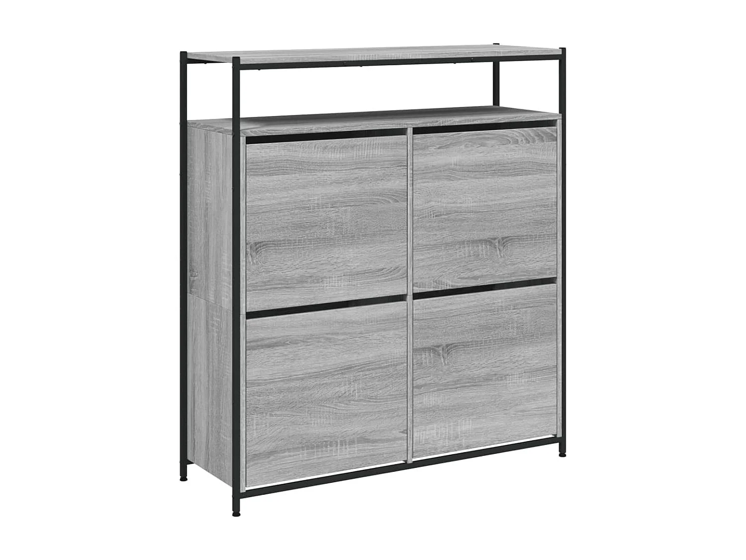 Schoenenkast met 4 klaplades 100x34x112 cm grijs sonoma eiken BE677210
