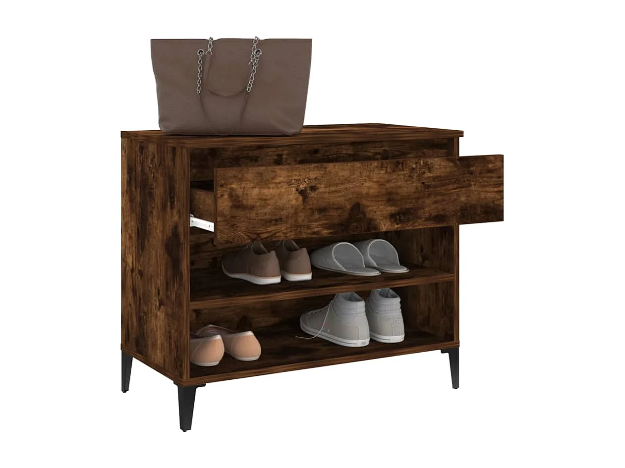 Mueble zapatero madera contrachapada roble ahumado 70x36x60 cm ES865265