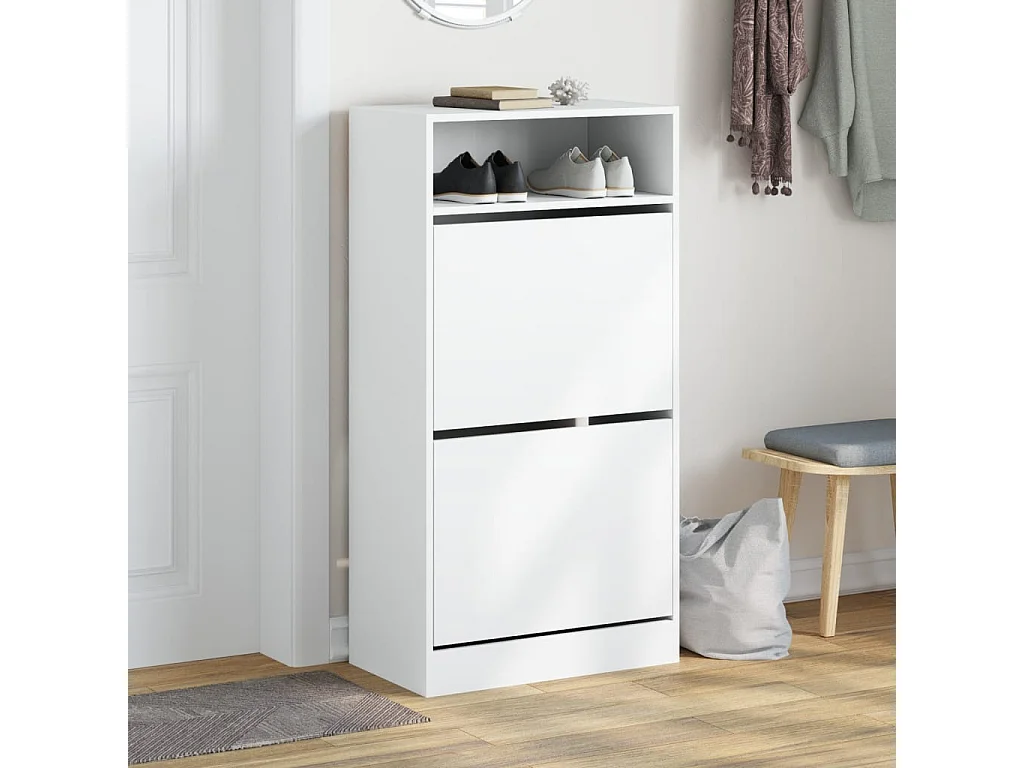 Meuble à chaussures blanc 60x34x116 cm bois d'ingénierie FR82412