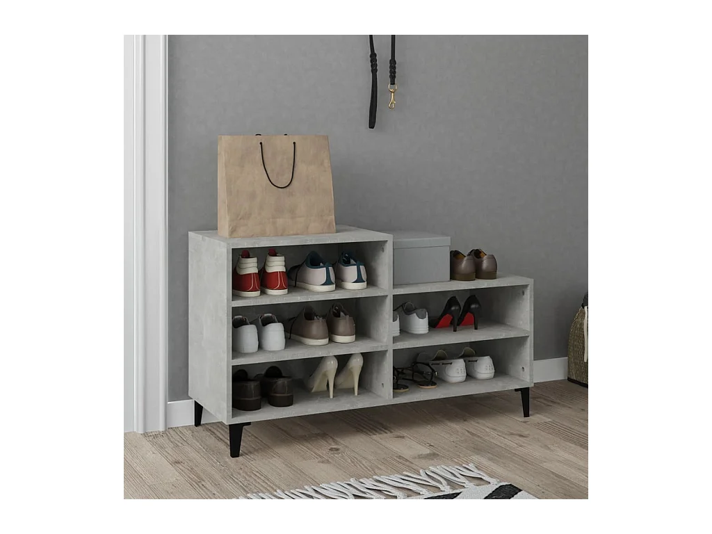 Meuble à chaussures Gris béton 102x36x60 cm Bois d'ingénierie FR75376