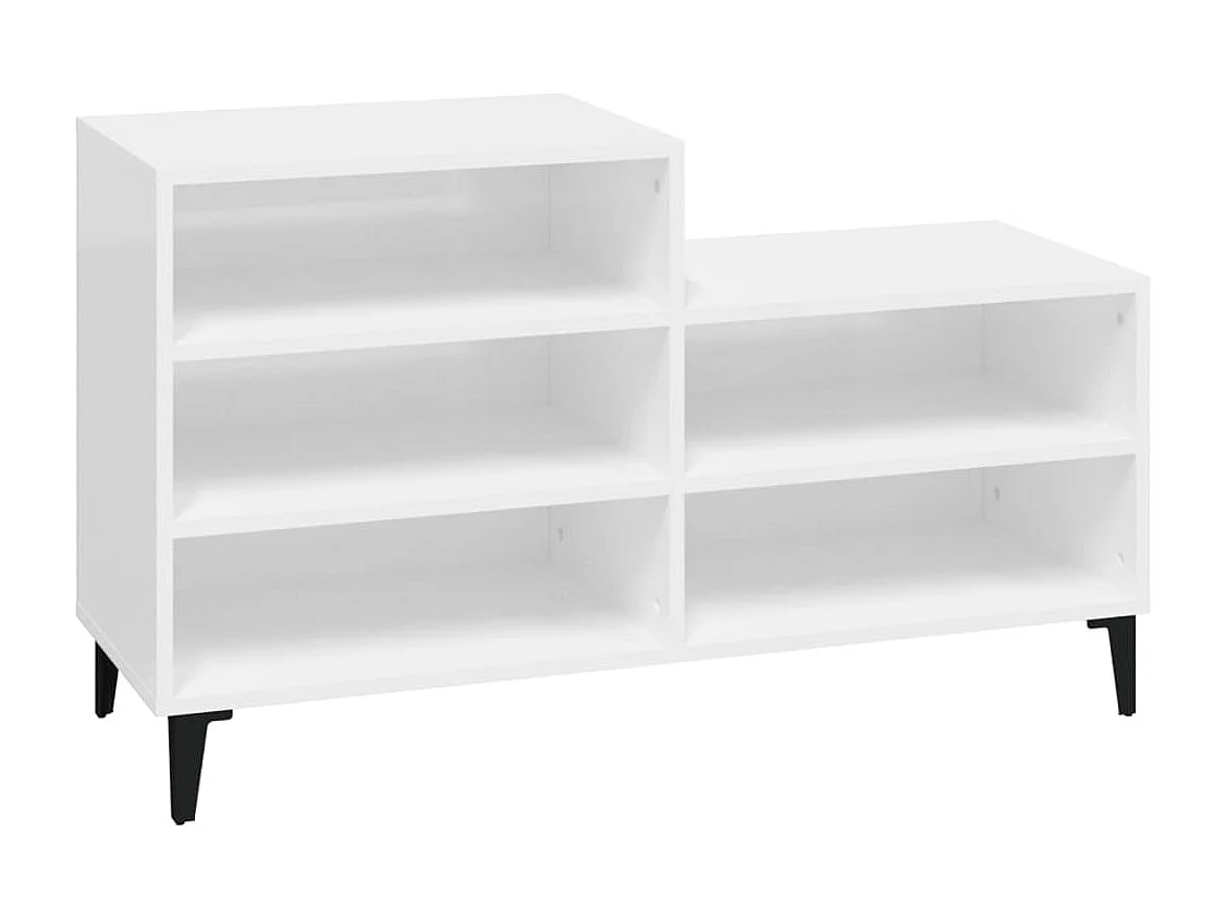 Mueble zapatero madera contrachapada blanco brillo 102x36x60 cm ES763357