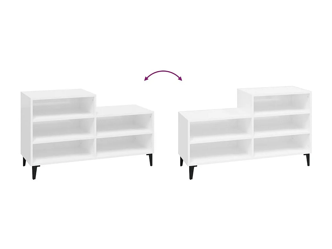 Mueble zapatero madera contrachapada blanco brillo 102x36x60 cm ES763357