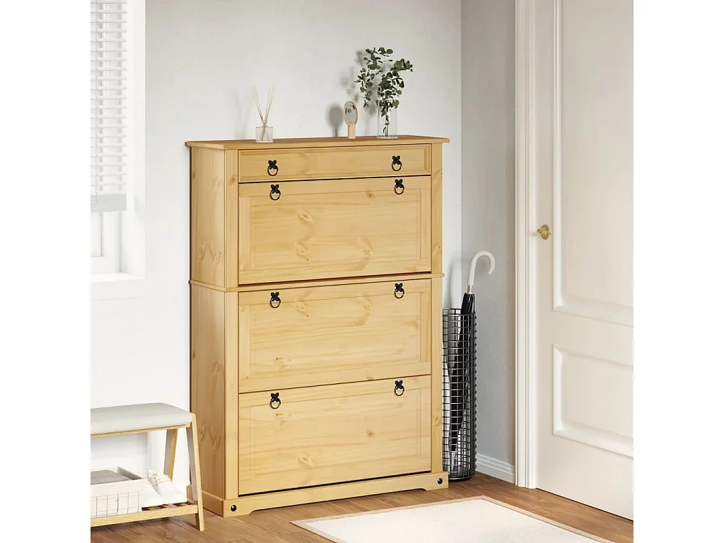 Mueble zapatero Corona madera maciza de pino 99x32x138 cm ES159669