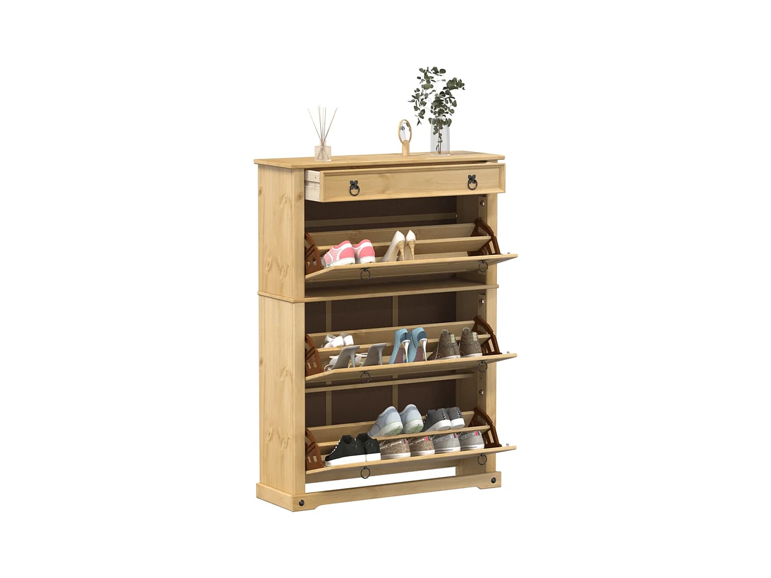 Meuble à chaussures Corona 99x32x138 cm bois de pin massif FR36419