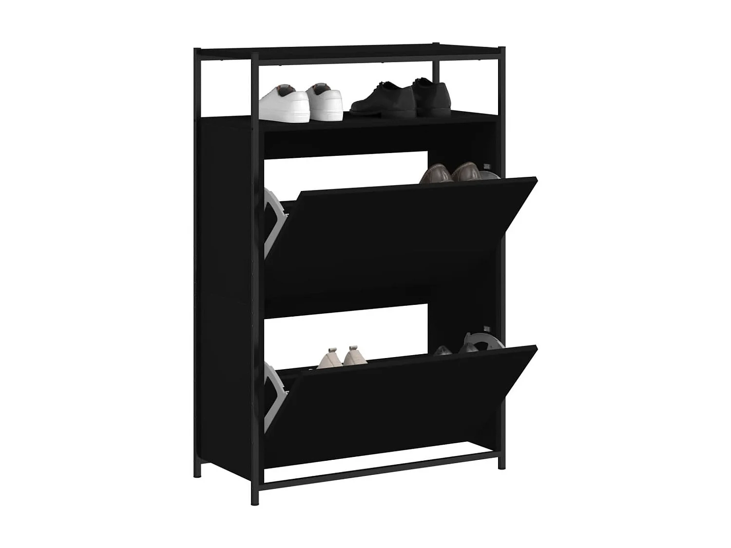 Meuble à chaussures noir 75x34x112 cm bois d'ingénierie FR73880