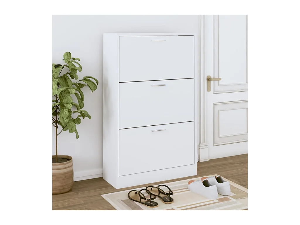Meuble à chaussures Blanc 63x24x103 cm Bois d'ingénierie FR93336