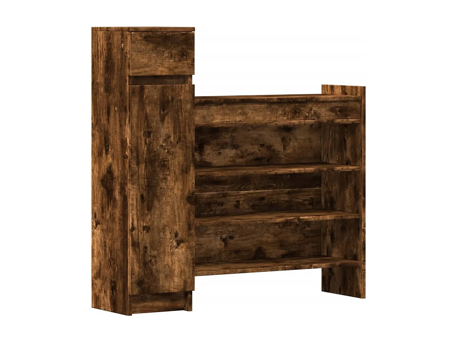 Schoenenkast 100,5x28x100 cm bewerkt hout gerookt eikenkleurig BE407232