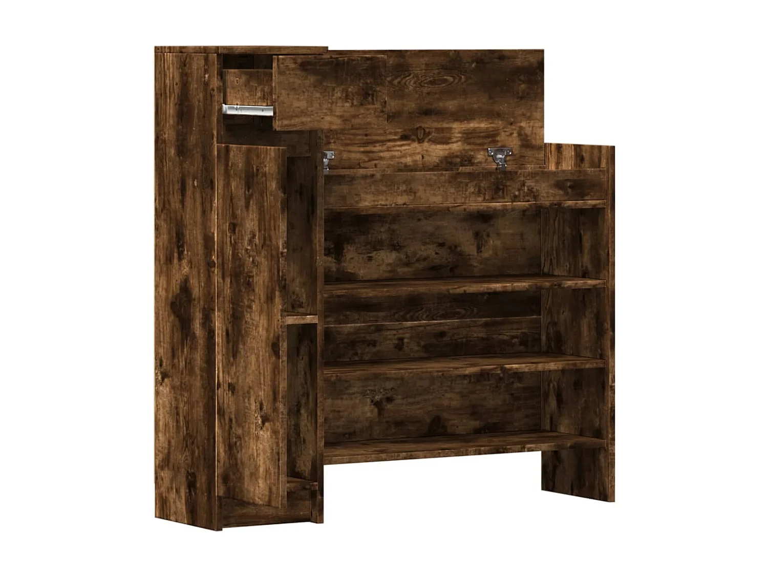 Schoenenkast 100,5x28x100 cm bewerkt hout gerookt eikenkleurig BE407232