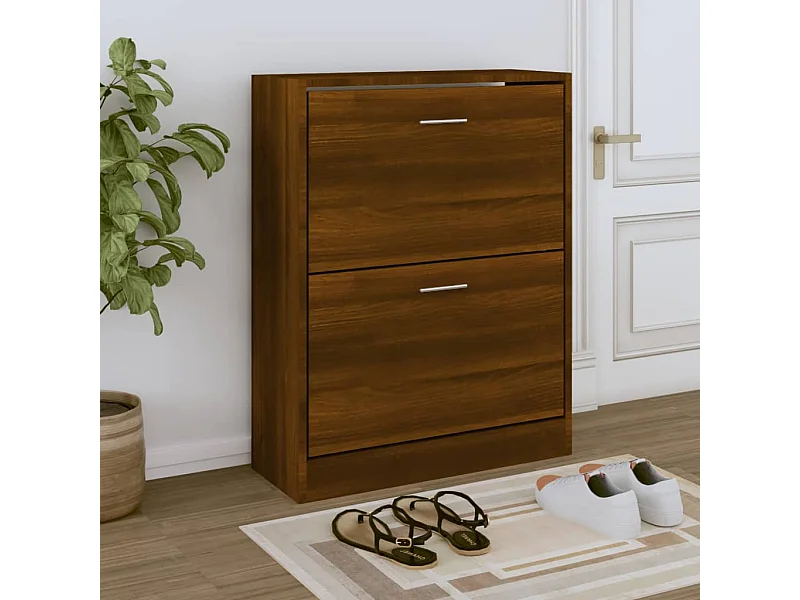 Mueble zapatero madera contrachapada marrón roble 63x24x81 cm ES288809
