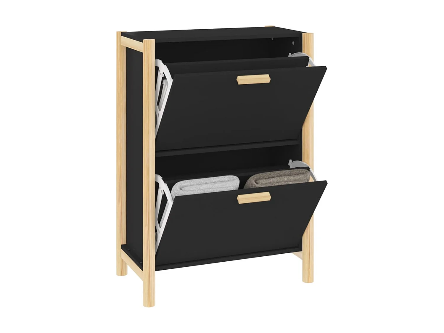 Schoenenkast 57,5x33x80 cm bewerkt hout zwart BE266789