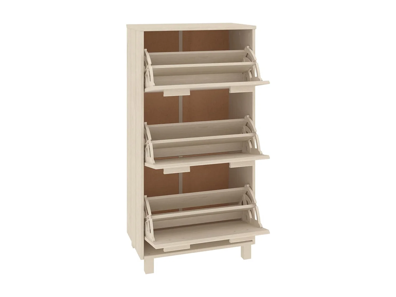 Zapatero HAMAR madera pino maciza marrón miel 59,5x35x117 cm ES528498