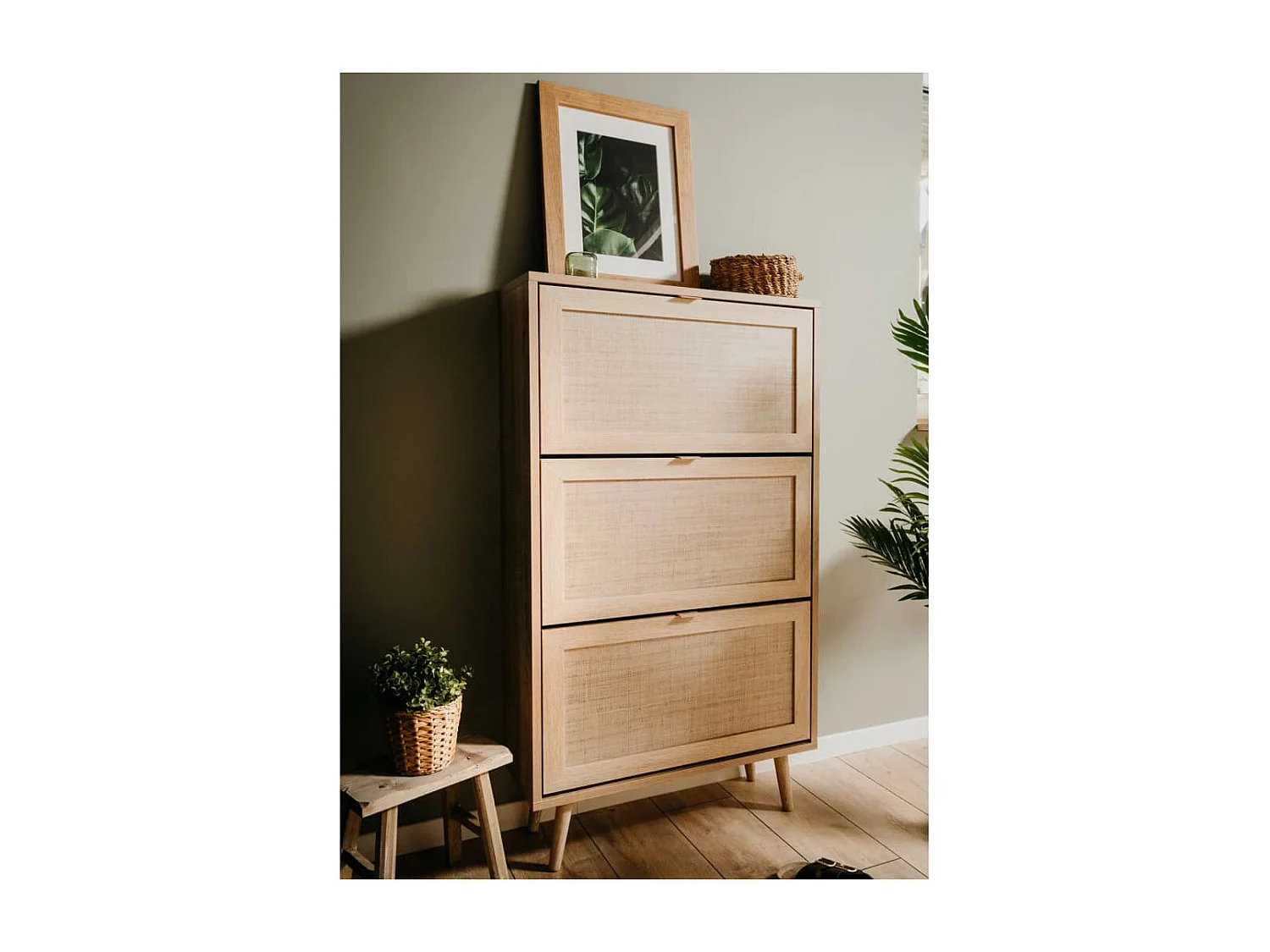 Meuble à chaussures Bali 49A Chêne sonoma/ impression de canne FR48324