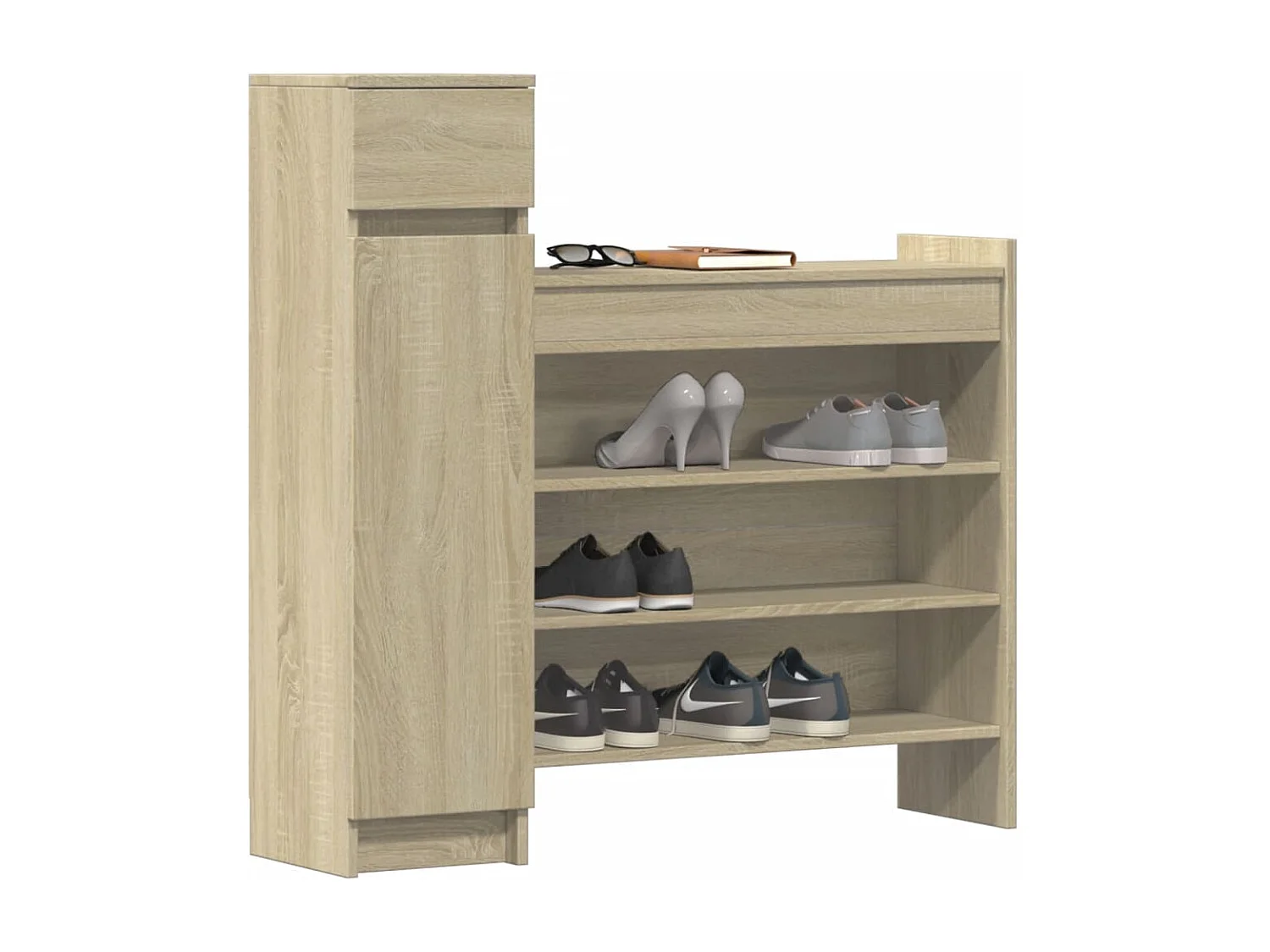 Schoenenkast 100,5x28x100 cm bewerkt hout sonoma eikenkleurig BE156011