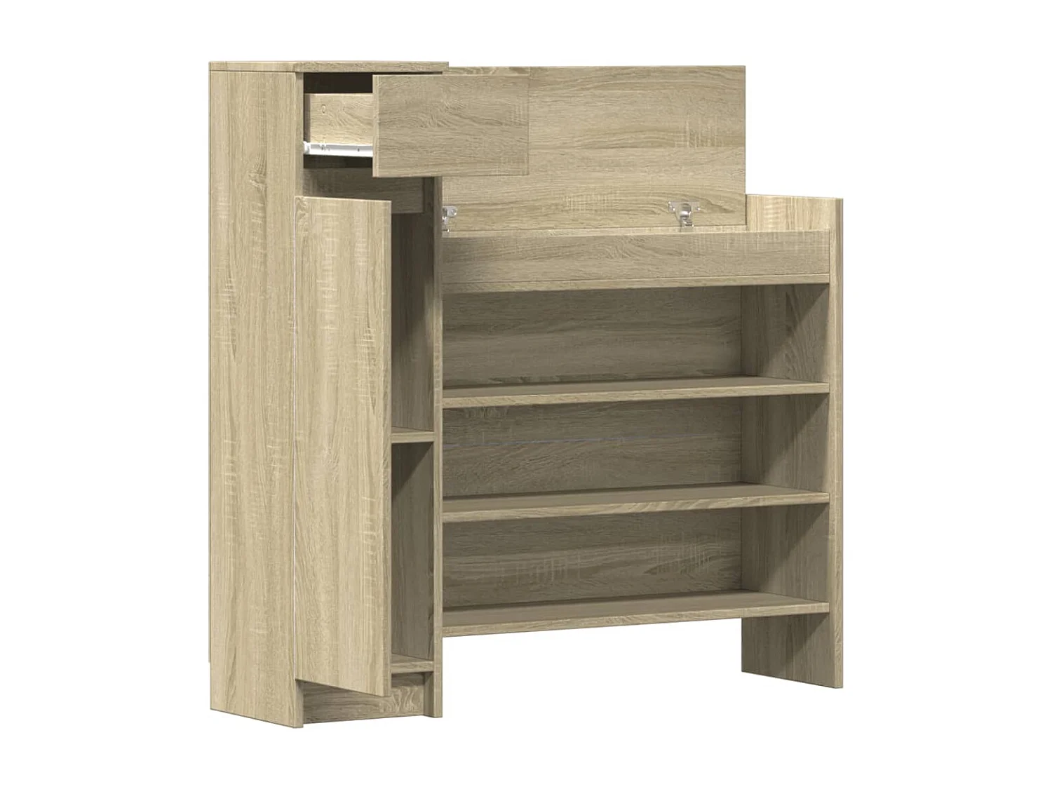 Schoenenkast 100,5x28x100 cm bewerkt hout sonoma eikenkleurig BE156011