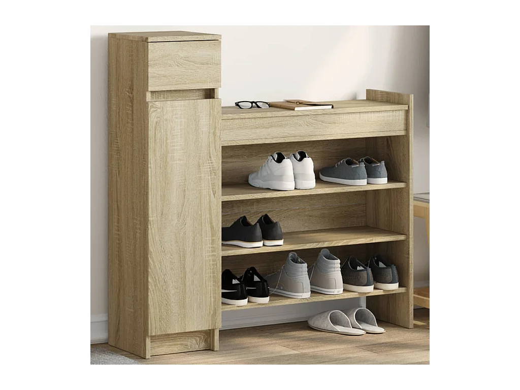 Meuble à chaussures chêne sonoma bois d'ingénierie FR97263