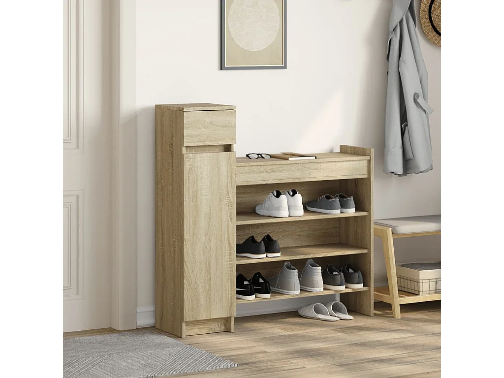 Meuble à chaussures chêne sonoma bois d'ingénierie FR97263