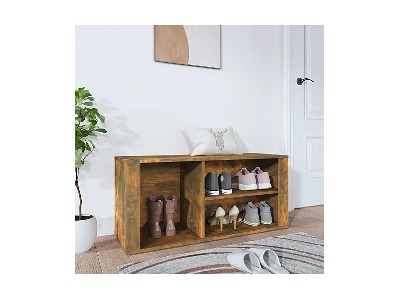 Meuble à chaussures Chêne fumé 100x35x45 cm Bois d'ingénierie FR98973
