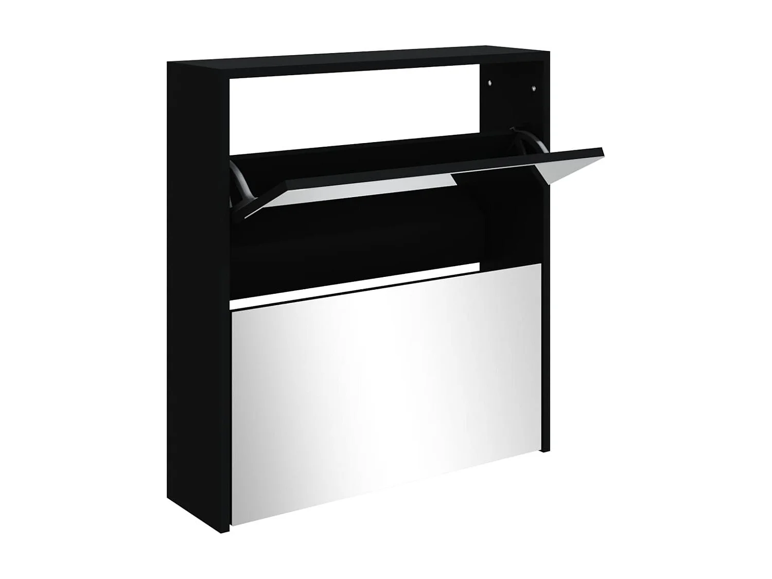 Mueble zapatero con espejo 2 niveles negro 63x17x67 cm ES883644