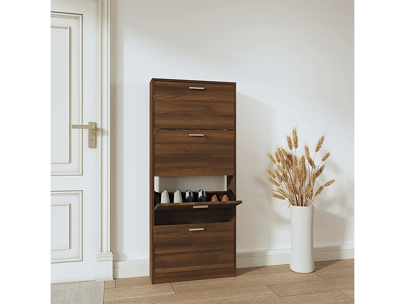 Meuble à chaussures Chêne marron 59x17x150cm Bois d'ingénierie FR59508