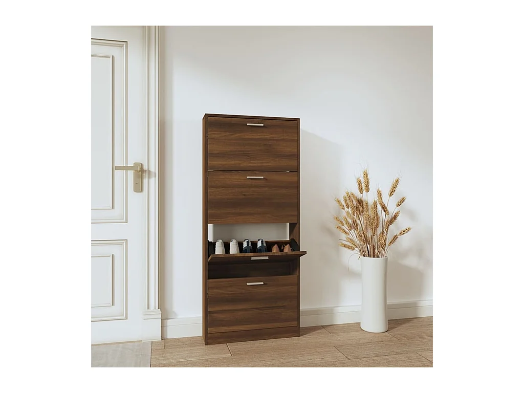 Meuble à chaussures Chêne marron 59x17x150cm Bois d'ingénierie FR59508