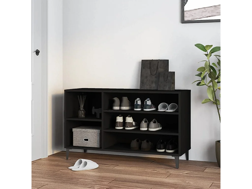 Mueble zapatero madera contrachapada negro 102x36x60 cm ES589119