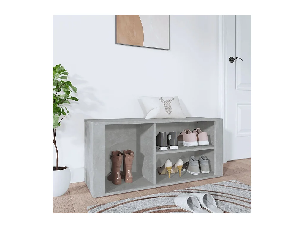 Meuble à chaussures Gris béton 100x35x45 cm Bois d'ingénierie FR71286