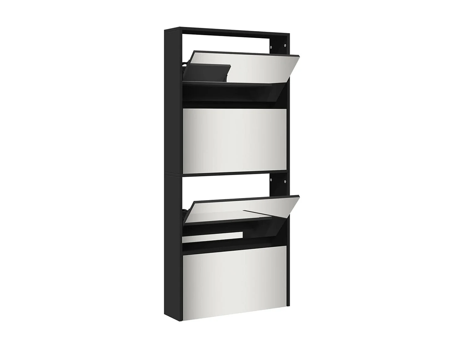 Mueble zapatero con espejo 4 niveles negro 63x17x134 cm ES921752