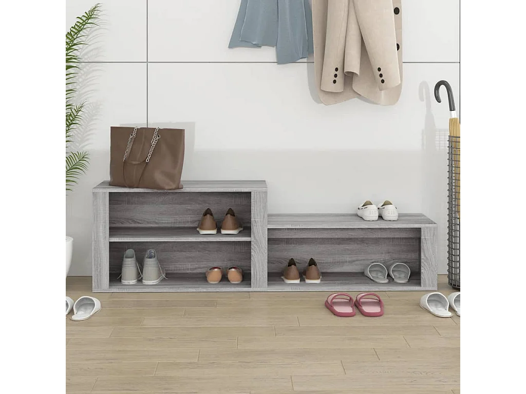 Schoenenkast 150x35x45 cm bewerkt hout grijs sonoma BE271119