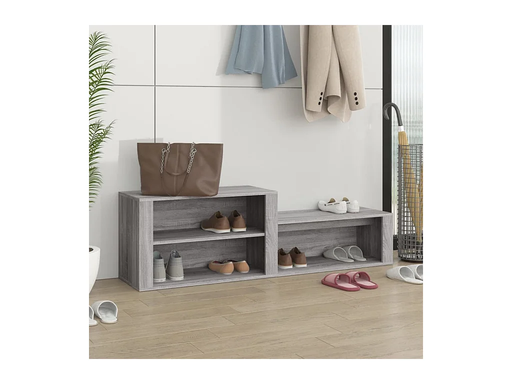 Meuble à chaussures Sonoma gris 150x35x45 cm Bois d'ingénierie FR27435