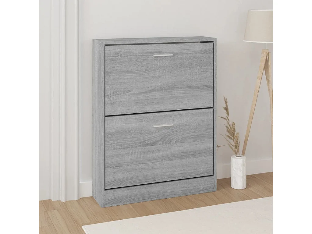 Mueble zapatero madera contrachapada gris Sonoma 59x17x81 cm ES618496