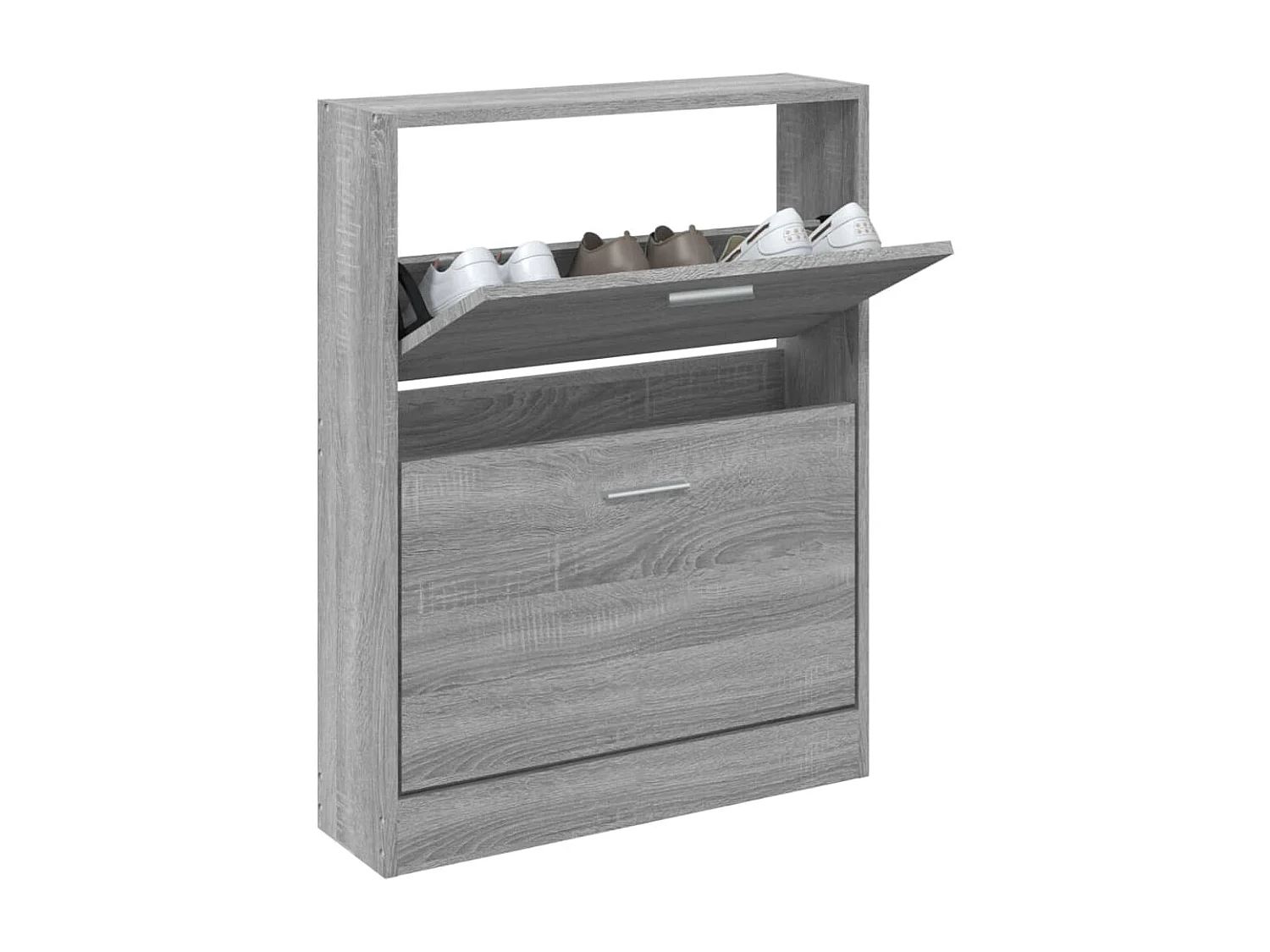 Mueble zapatero madera contrachapada gris Sonoma 59x17x81 cm ES618496